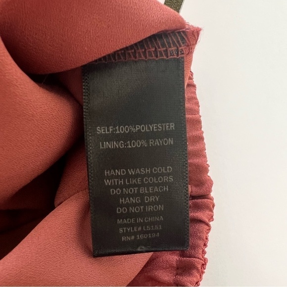 BY TOGETHER Sheer Chiffon Ruffle Mock Neck Long Sleeve Deep Orange Top Size S - Picture 12 of 14